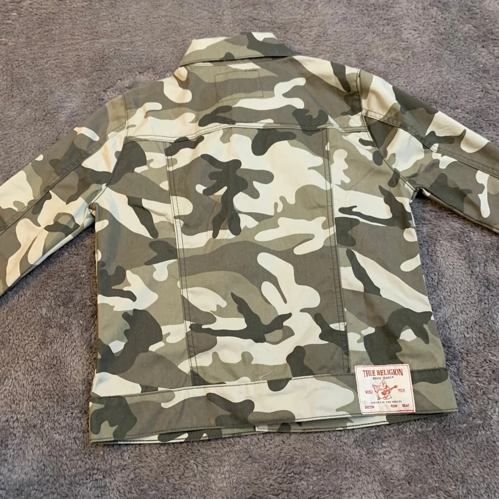 True Religion Dusty Camo SN Trucker Jacket Womens XS Green Camouflage 600733 NEW
